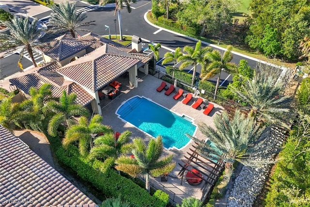 view of swimming pool with a patio area