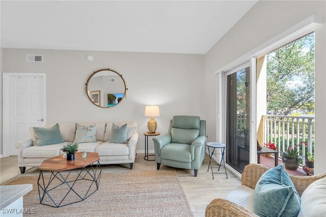 living room featuring light hardwood / wood-style flooring