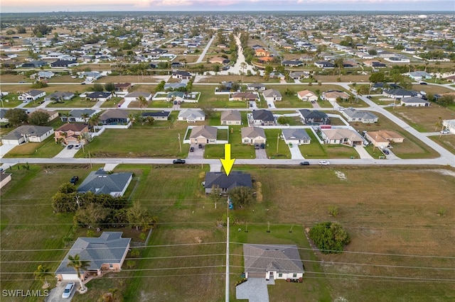 view of aerial view at dusk