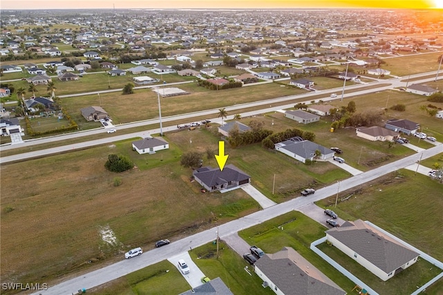 view of aerial view at dusk