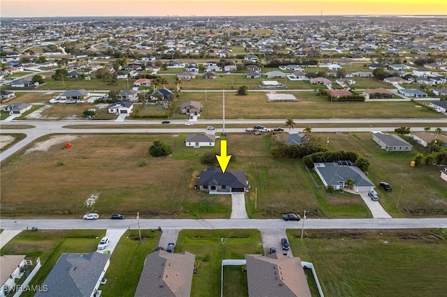 view of aerial view at dusk