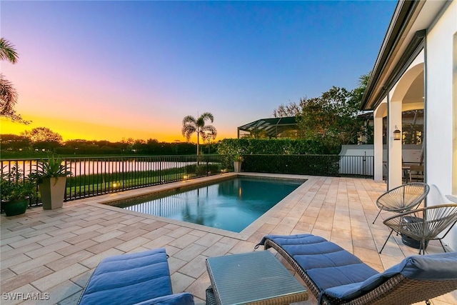 view of pool with a fenced in pool, a patio area, and a fenced backyard