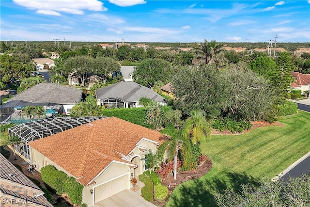 drone / aerial view with a residential view