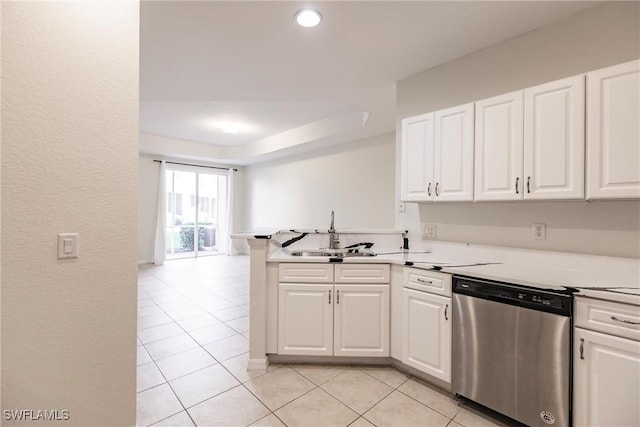 kitchen featuring white cabinetry, sink, and stainless steel dishwasher