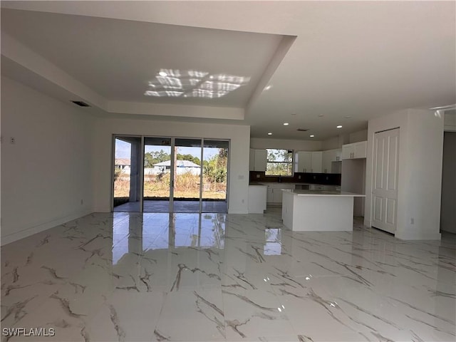 interior space featuring a tray ceiling