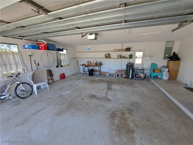 garage with a garage door opener