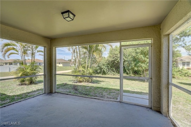 view of unfurnished sunroom