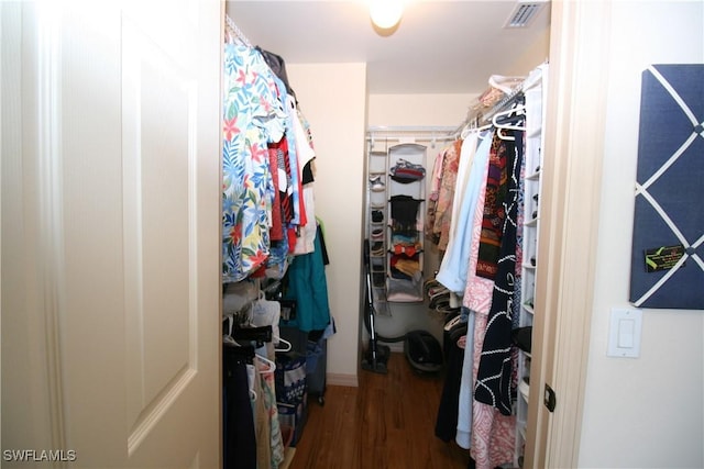 walk in closet with hardwood / wood-style flooring