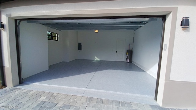 garage featuring electric water heater