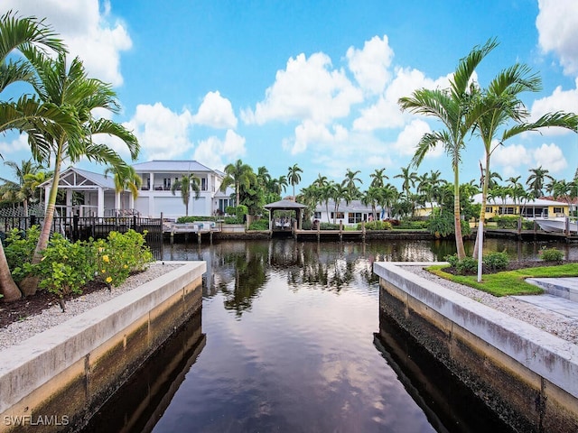 dock area featuring a water view