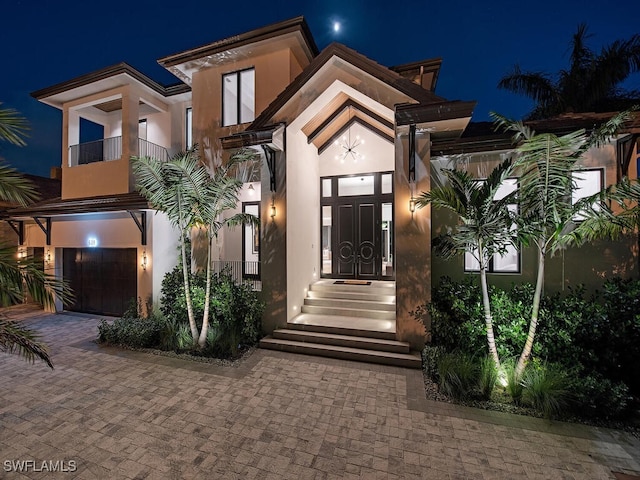 contemporary home with a garage