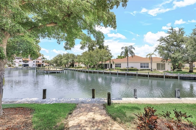 view of dock featuring a water view