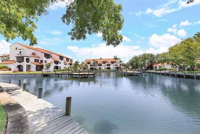 dock area featuring a water view