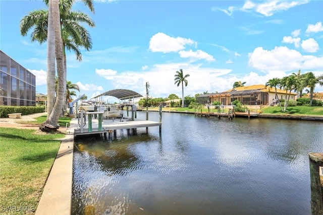 view of dock featuring a water view