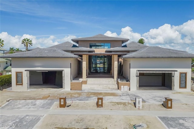 prairie-style house with a garage