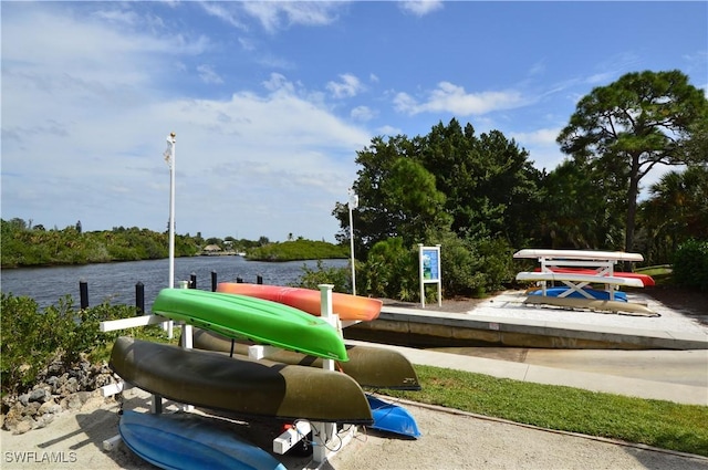 surrounding community featuring a water view