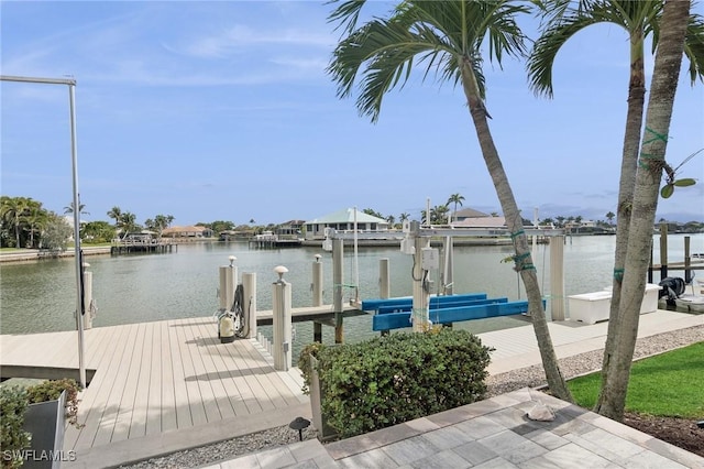 dock area featuring a water view