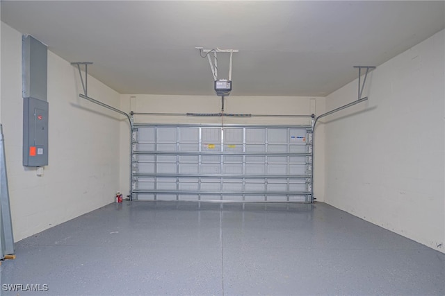 garage with electric panel