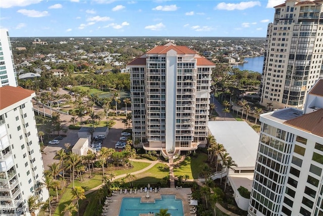 view of building exterior featuring a water view