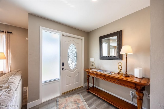 entrance foyer featuring dark hardwood / wood-style floors