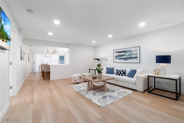 living room featuring light hardwood / wood-style floors