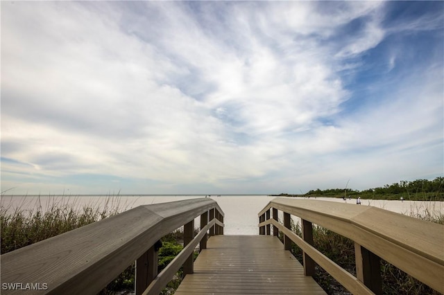 dock area featuring a water view