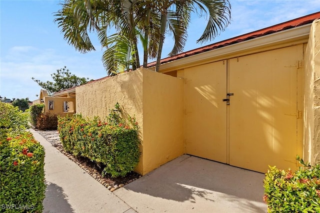 view of home's exterior with stucco siding