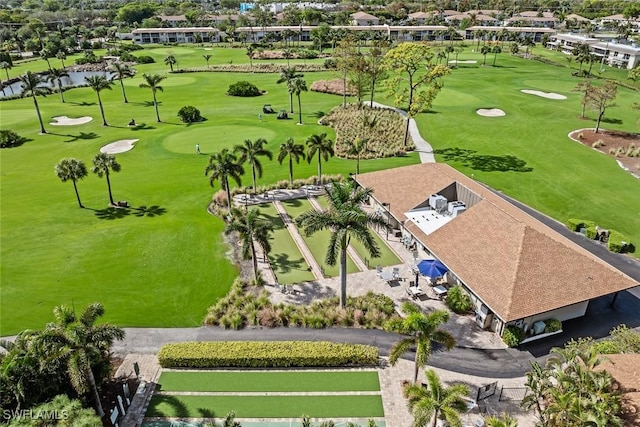 aerial view with view of golf course