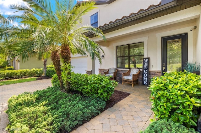 exterior space featuring a garage