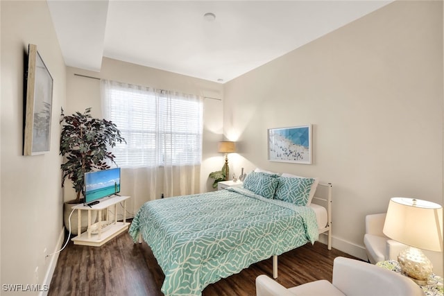 bedroom with hardwood / wood-style floors