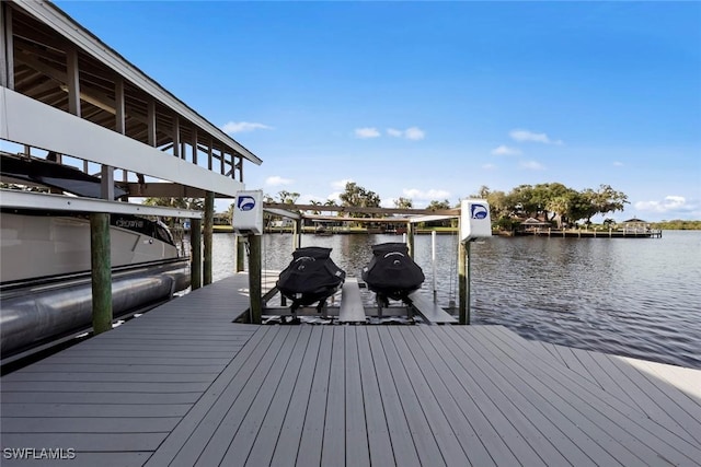 view of dock featuring a water view