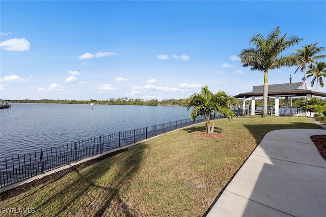 water view with a gazebo