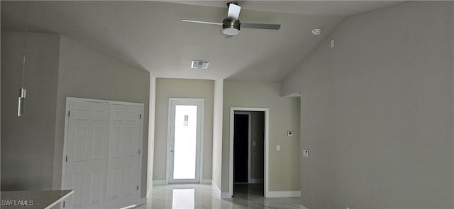 entryway featuring ceiling fan