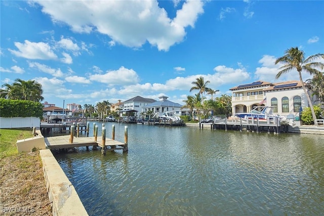 dock area featuring a water view