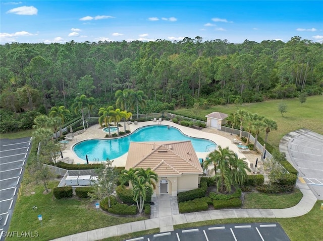 view of pool featuring a patio