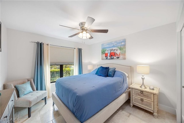 bedroom featuring ceiling fan