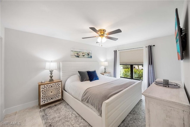 bedroom featuring ceiling fan