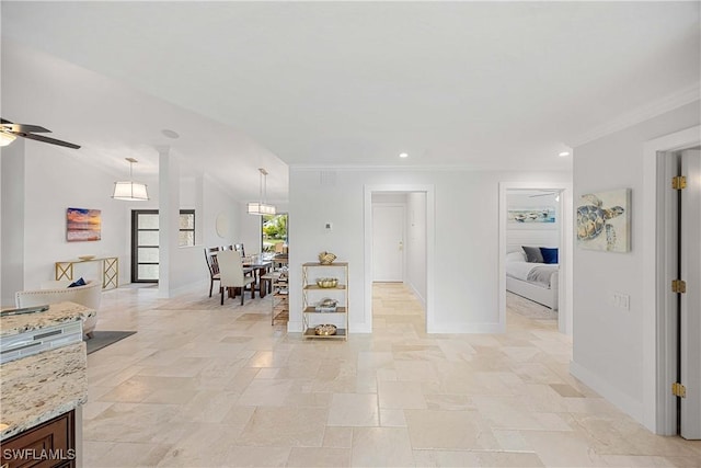 interior space with ornamental molding