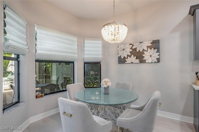 dining room with an inviting chandelier