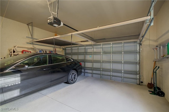 garage with a garage door opener