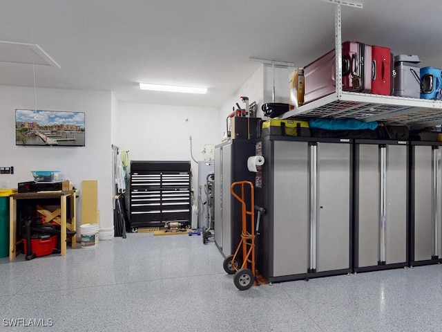 garage with gas water heater