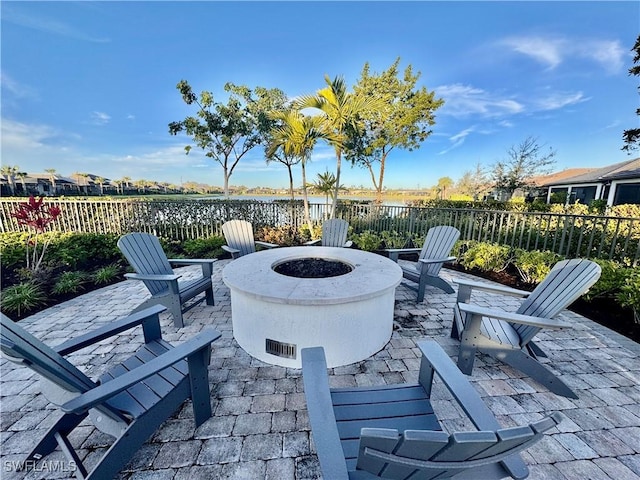 view of patio featuring an outdoor fire pit