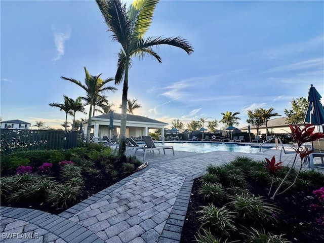 view of pool featuring a patio