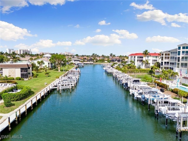 water view featuring a boat dock