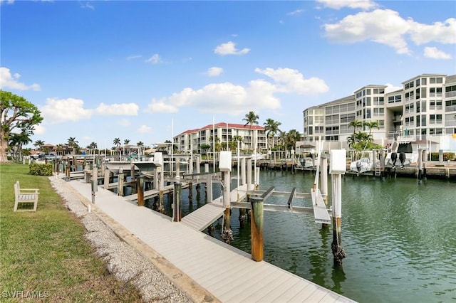 dock area featuring a water view