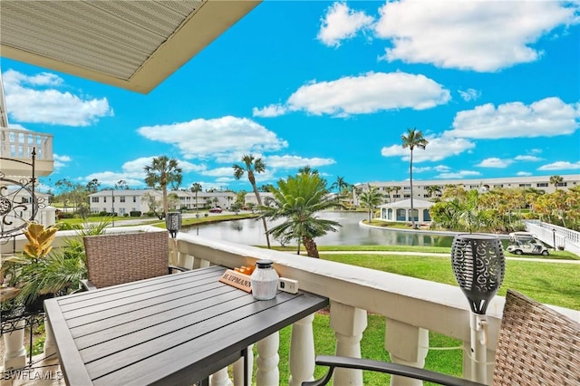 balcony with a water view