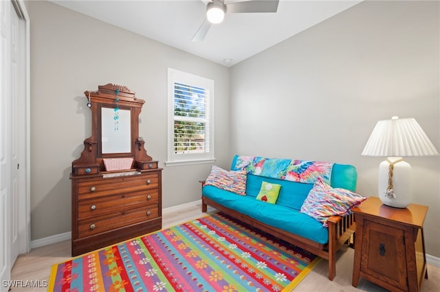 bedroom with a closet and ceiling fan