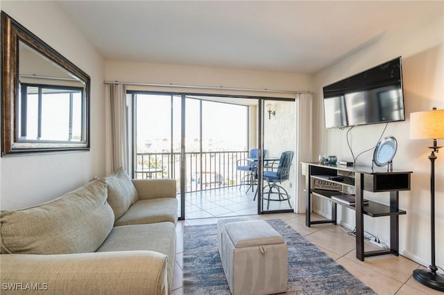 view of tiled living room