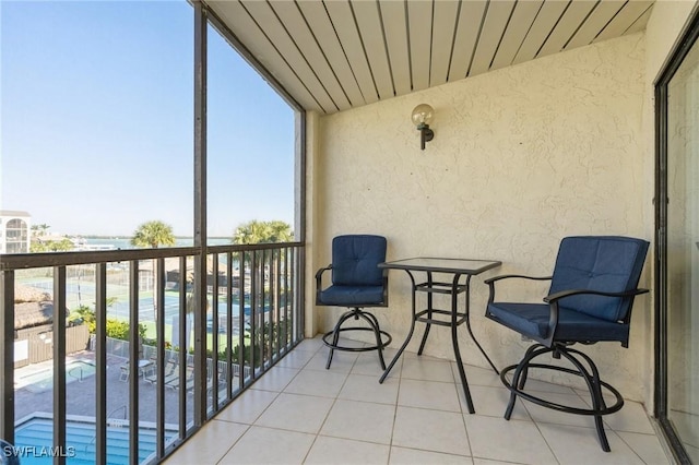 balcony with a water view