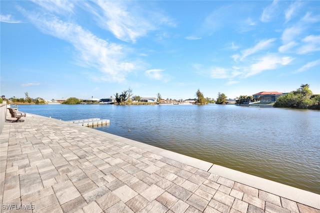 property view of water with a boat dock